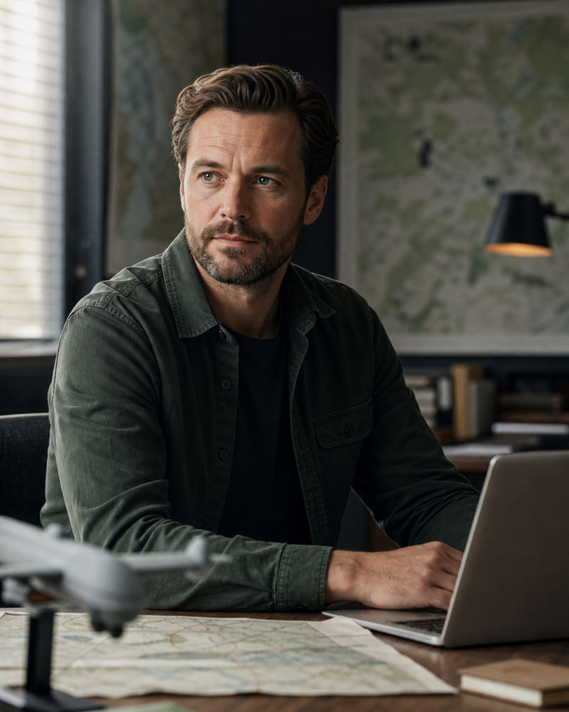 Portret van Daan Vermeer, uitleggids voor militaire drones