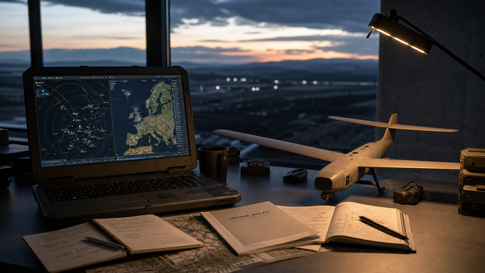 Analysewerkplek met kaart en drone-atlas dossier